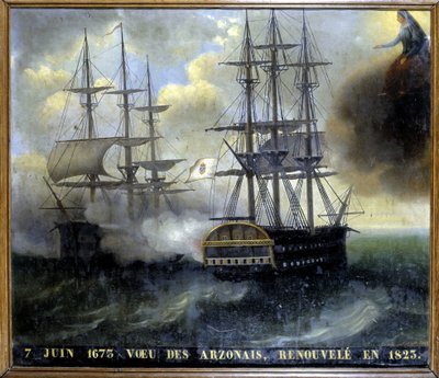 Sammenstøt mellom den bretonske og nederlandske flåten "Wish of the Arzonais av Unknown artist