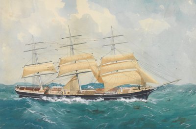 Clipperskipet «Dharwar» i røff sjø av Unknown artist