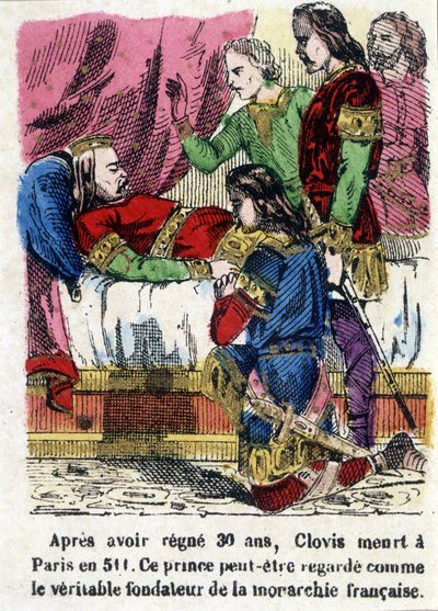 Clovis på dødsleiet i 511. av Unknown artist