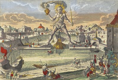 Colossus of Rhodes - “” The Colossus of Rhodes”” (Colosso di Rodi) - engraving 18th century av Unknown artist