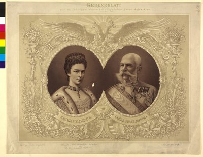 Minnepapir fra 40-års bryllupsseremonien til Hennes Majestet 24. april 1854 av Unknown artist