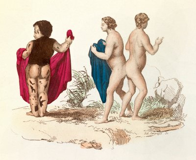 quot;Buffons komplette verkquot;: Histoire naturelle de l#39;Homme: ung svart med hirsutisme og siameser (gravering) av Unknown artist