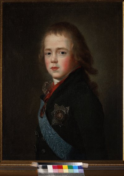 Constantin Pavlovitch, grand-duc de Russie eller Constantin Pavlovitch Romano - Portrett av storhertug Constantine Pavlovich av Russland (1779-1831) som barn, Anonym. Olje på lerret av Unknown artist