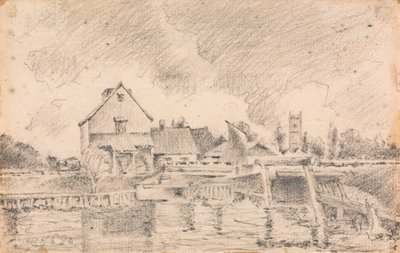 Kopi av konstabelens maleri, Dedham Lock and Mill av Unknown artist