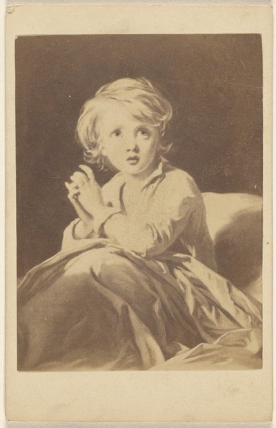 [Kopi av et maleri som viser et barn som ber i sengen] av Unknown artist