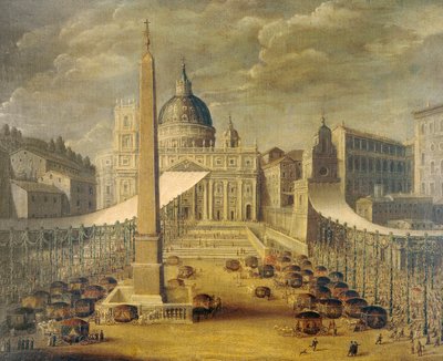 Corpus Christi prosesjon på Petersplassen på tiden til pave Innocent X, ca 1646, av en ukjent kunstner, olje på lerret av Unknown artist