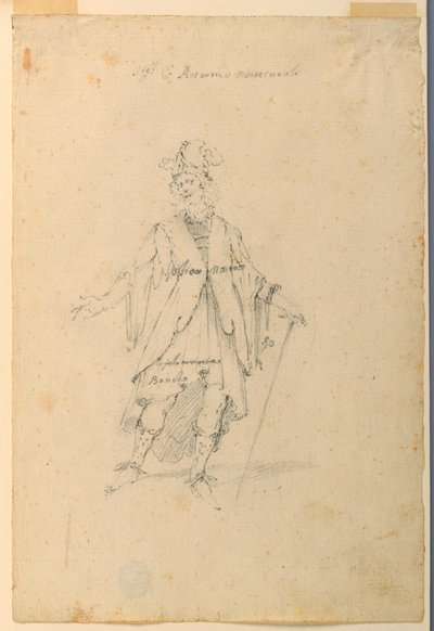 Kostymedesign: En mann i fantastisk antrekk for en ballett av Unknown artist