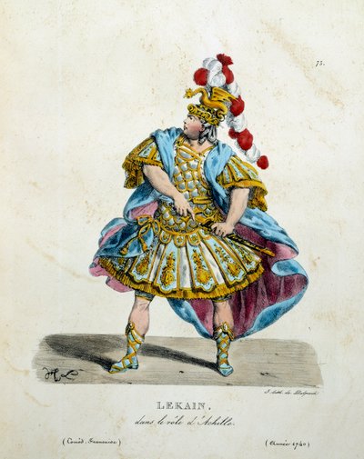 Kostyme av Lekain (Henri Louis Cain (Henri-Louis Le Kain) (1729-1778) i rollen som Achilles i 1740. Fransk komedieteaterkostyme av Hippolyte Lecomte (1781-1857) av Unknown artist