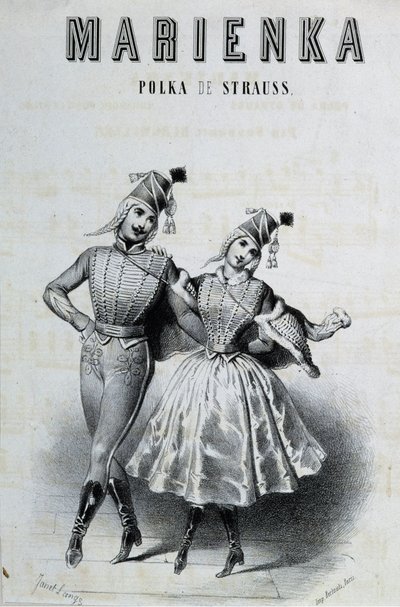 Et par polkadansere for Strauss "Marienka", n.d. 19. av Unknown artist