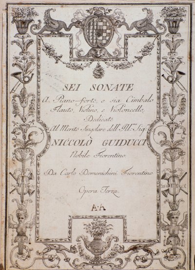 Cover av seks sonater, op. 3 av Carlo Domenighini av Unknown artist