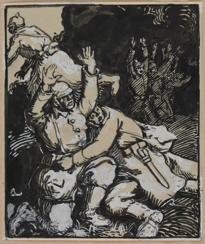 I en skyttergrav overgir tyske soldater seg av Unknown artist