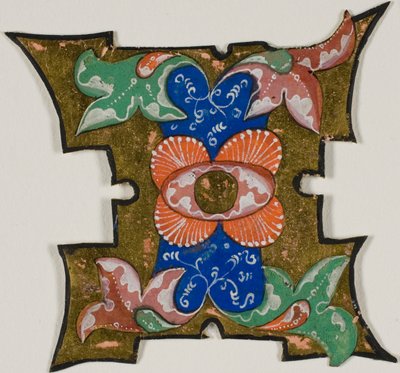Dekorert initial «I» med blader fra en korbok av Unknown artist