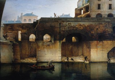 Riving av det gamle Hôtel-Dieu; «cagnardene», i 1878 (olje på lerret) av Unknown artist