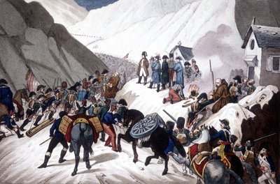 Nedstigning av Napoleon Bonaparte i Italia: krysser fjellet St Bernard av Unknown artist