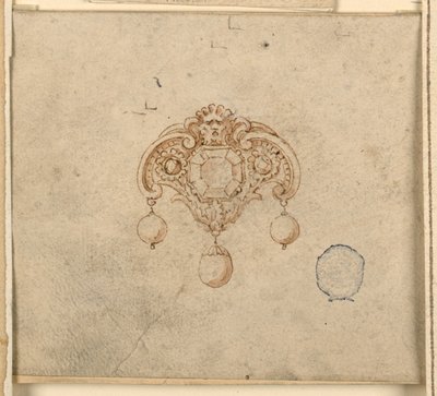 Design for brosje med tre diamanter av Unknown artist