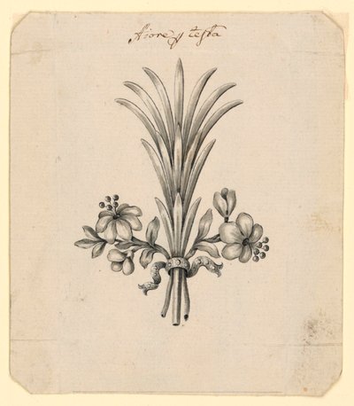 Design for blomster som hårkjole av Unknown artist