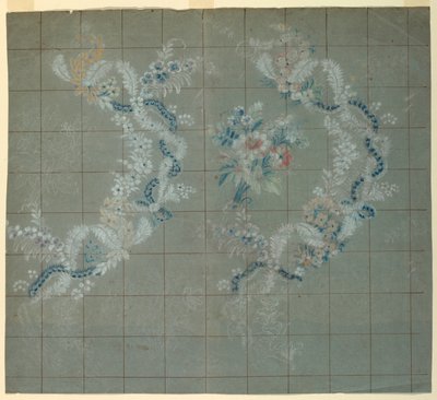 Design for silkebrokade av Unknown artist
