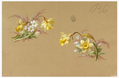 Design for tapet og tekstil: Blomster av Unknown artist