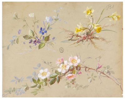 Design for tapet og tekstil: Blomster av Unknown artist