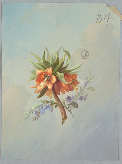 Design for tapet og tekstiler: Blomster av Unknown artist