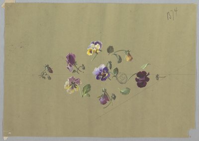 Design for tapet og tekstiler: Blomster av Unknown artist