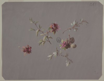 Design for tapet og tekstiler: Blomster av Unknown artist