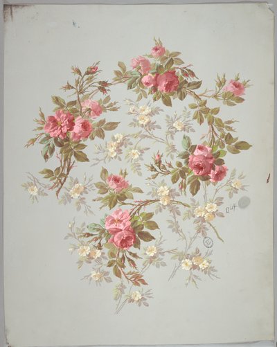Design for tapet og tekstiler: Blomster av Unknown artist