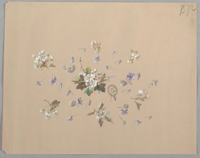 Design for tapet og tekstiler: Blomster av Unknown artist