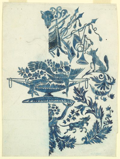 Design for en silkedamask av Unknown artist