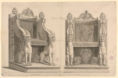 Design for en trone til presten av Bacchus, etter gammel marmor av Unknown artist