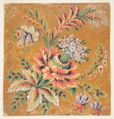 Design for et vevd eller brodert hjørnemotiv av Unknown artist