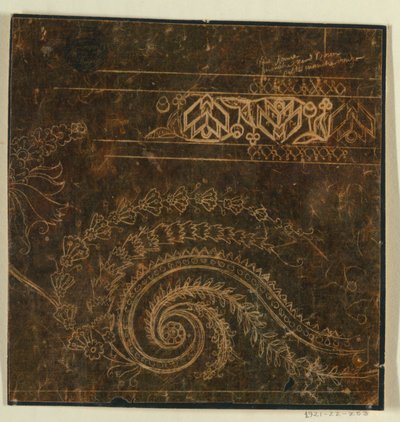 Design for et brodert kantmotiv, uferdig av Unknown artist