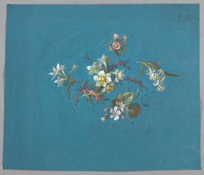 Design for tapet og tekstiler, blomster av Unknown artist