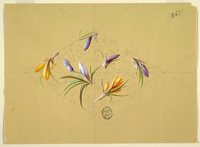 Design for tapet og tekstiler: Blomster av Unknown artist