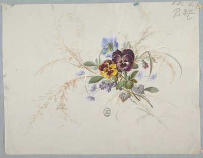 Design for tapet og tekstiler: Blomster av Unknown artist