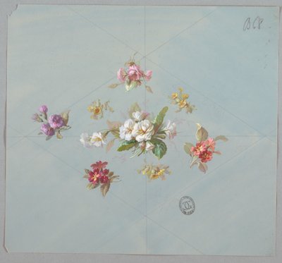 Design for tapet og tekstiler: Blomster av Unknown artist