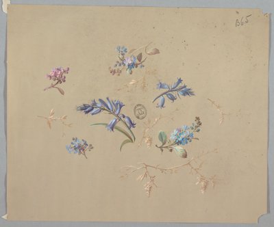 Design for tapet og tekstiler: Blomster av Unknown artist