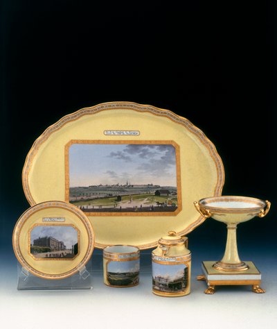 Dessertservice, porselensstykker fra Dennelle-fabrikken av Unknown artist