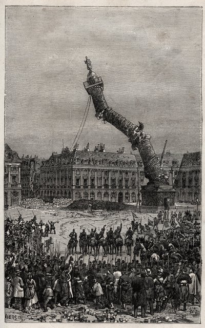 Destruction of the Vendome Column during the Commune av Unknown artist