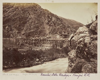 Devils Gate-broene. Pacific Railroad av Unknown artist