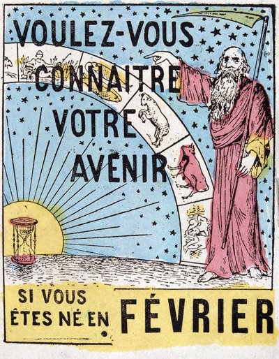 Vil du vite fremtiden din? : Nostradamus. Astrologisk reklamemerke fra 1800-tallet av Unknown artist
