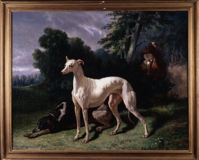 Dogs (Levary) - Maleri, Olje på lerret av Unknown artist