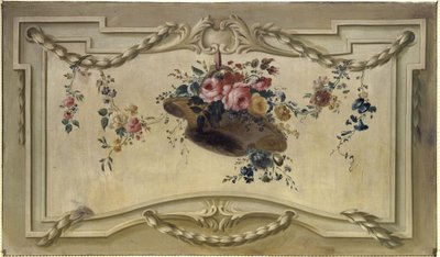 Dørovertrekk: kurv med blomster, mellom 1769 og 1789 (olje på lerret) av Unknown artist