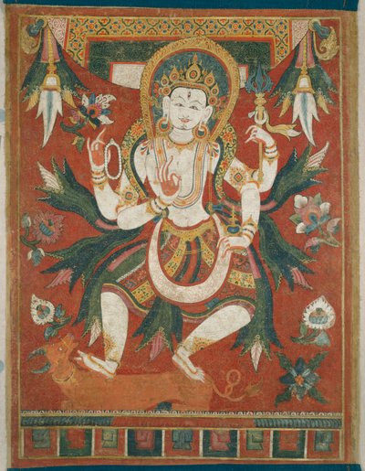 Dobbeltsidig malt banner (Paubha) med guden Shiva av Unknown artist