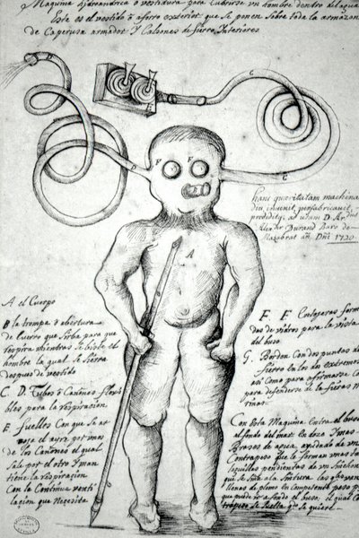 Tegning som viser en mann kledd i dress. Peru av Unknown artist