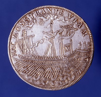 Ducat de Vincenzo Gonzaga (Vincent Gonzague) (1562 - 1612), hertugen av Mantua som representerer en bysse. av Unknown artist
