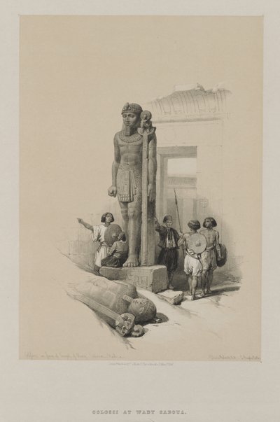 Egypt og Nubia, bind II: Kolossen foran tempelet ved Wady Saboua, Nubia av Unknown artist