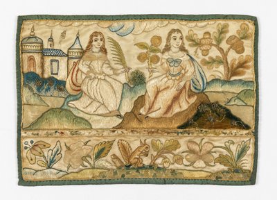 Brodert panel for kiste av Unknown artist