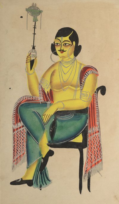 Engelsk Babu (innfødt indisk kontorist) som holder en vannpipe av Unknown artist