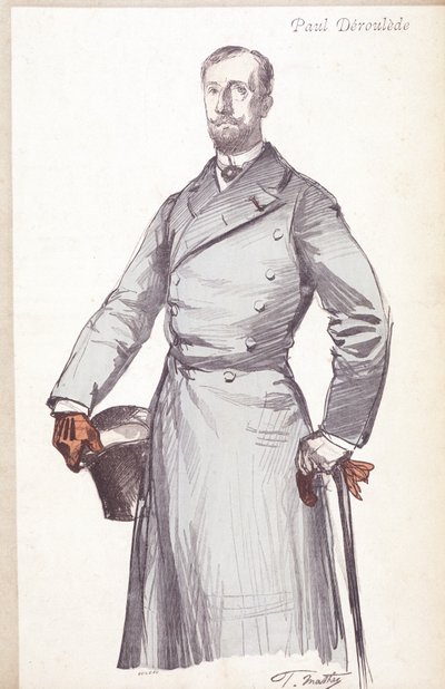 Gravering av Paul Deroulede (1846-1914), fransk forfatter og politiker grunnlegger av Boulangisme, som grunnla League of Patriotes. av Unknown artist